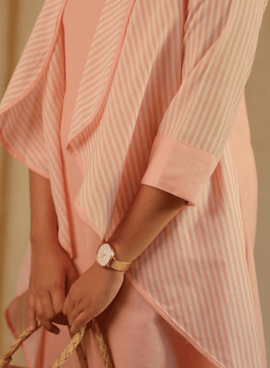 peachy pink a line dress view 3
